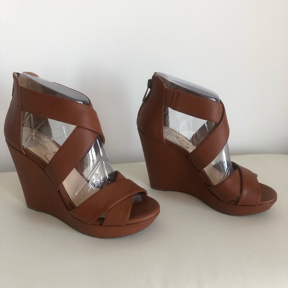 NWT Jessica Simpson brown wedges size 6.5 in box